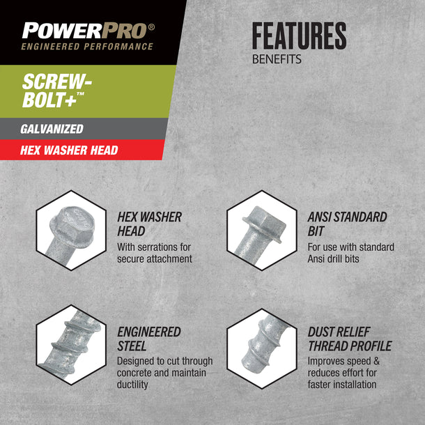 Screw-Bolt+ Concrete Screw Anchor | Power Pro