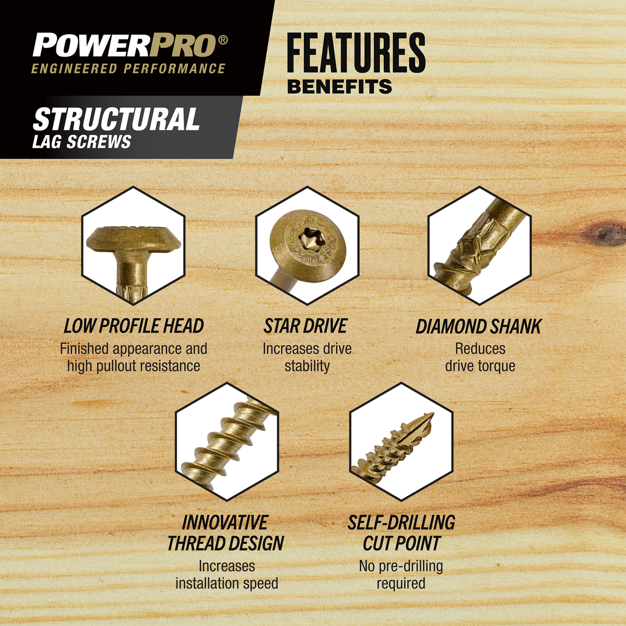 Atructural Screw Power Pro® Structural Lag Screws | Heavy-Duty Screws for Wood & Framing